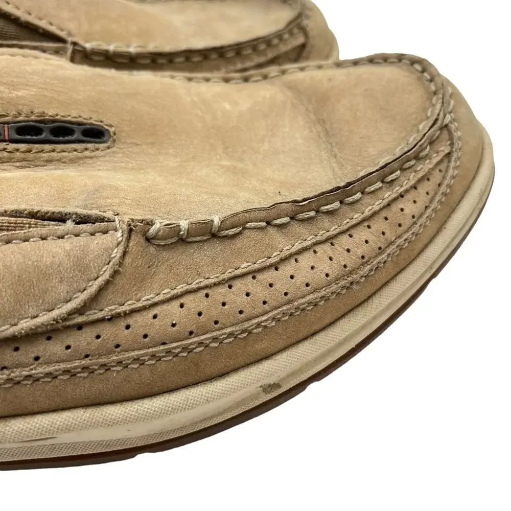 CLARKS UNSTRUCTURED Beige Tan Genuine Leather Loafers Boat Shoes Casual sz 8 M
